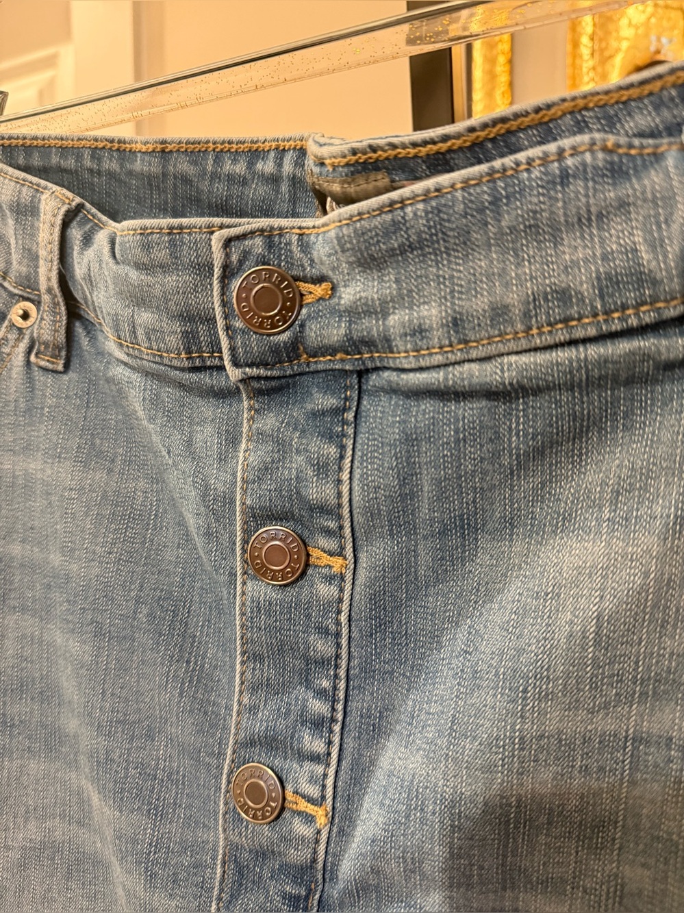 Torrid Blue Button-Front Denim Midi Skirt - Picture 3 of 6